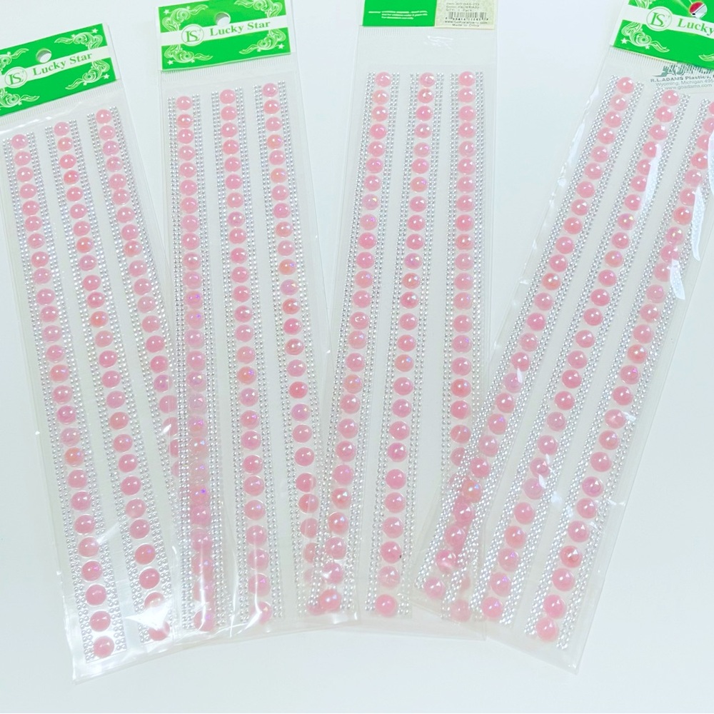 Pack of 4 adhesive Pink and Silver Party Decoration Strips stickers